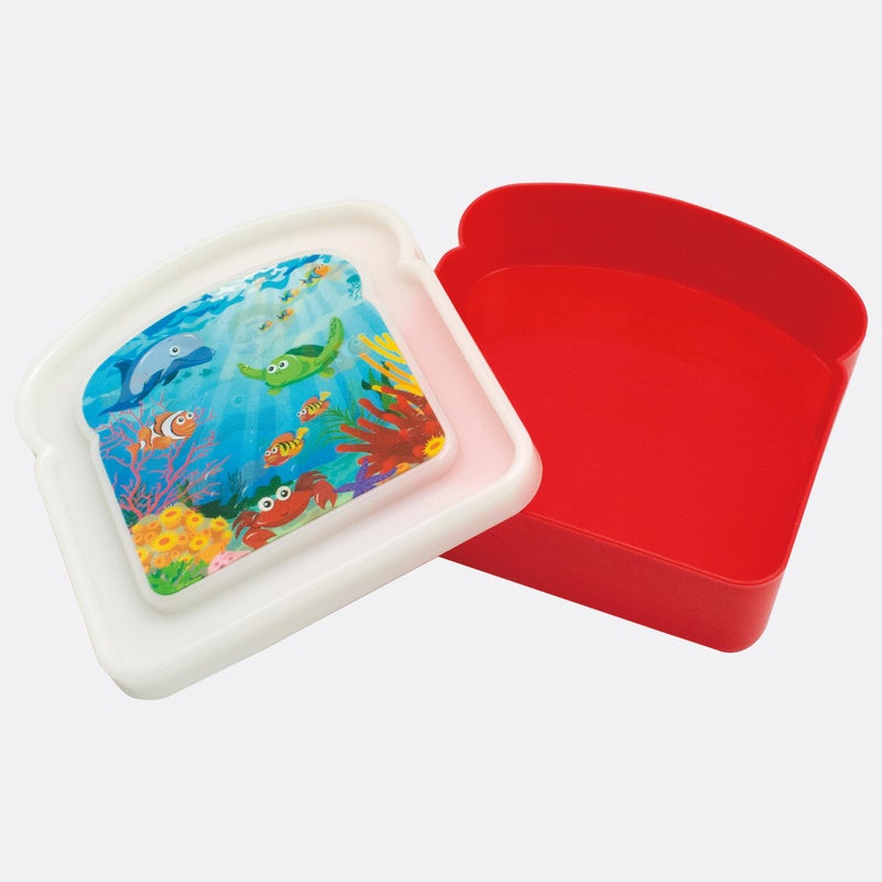 Jacent Reusable Kids Lunch Sandwich Box Container, 3D Sea Life: 1 Pack *Colors Vary, Pack Sandwiches For Childs Lunch, Sandwich Saver For On The Go - Image 2